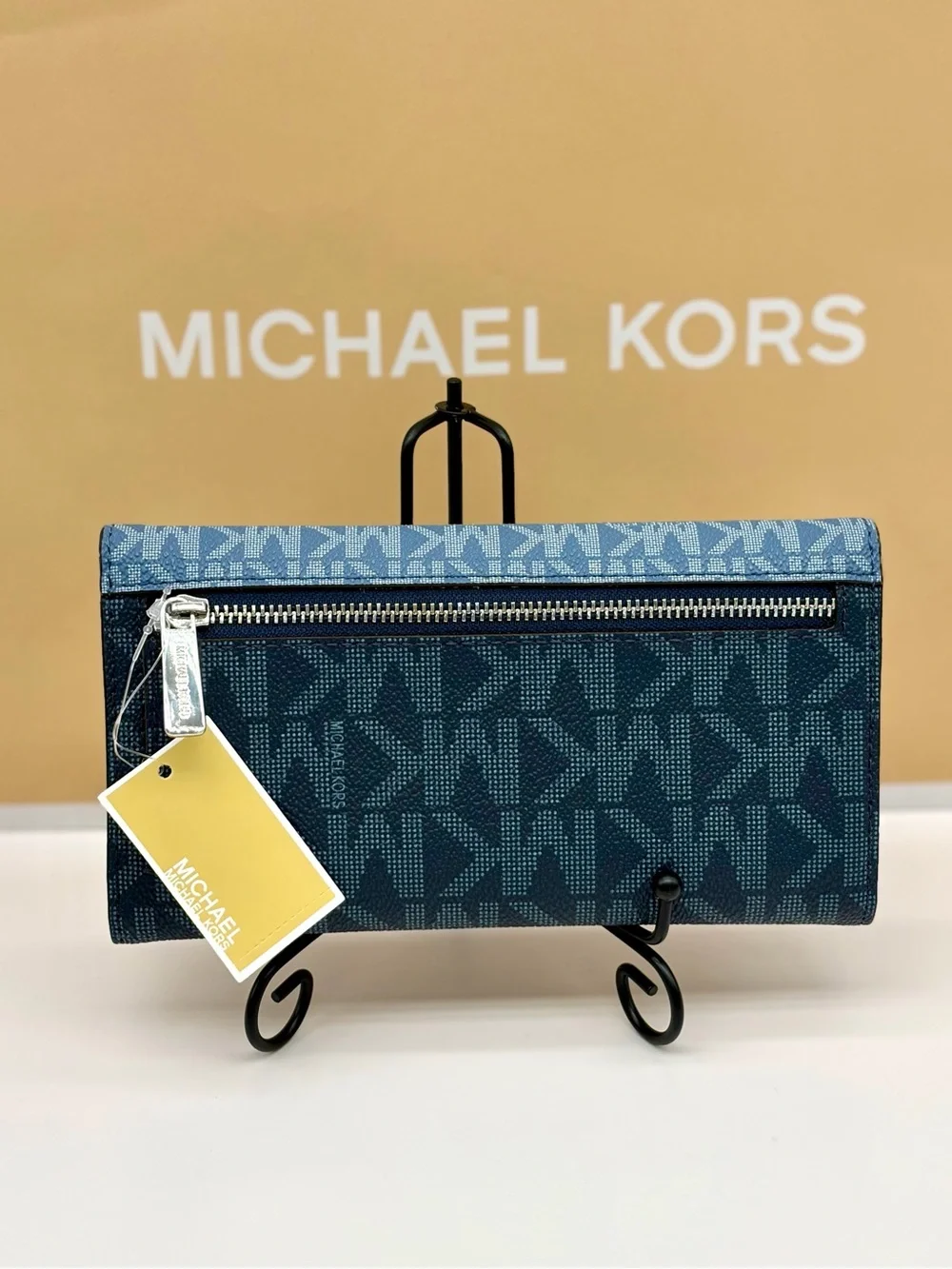 Michael Kors Jet Set Travel Trifold Wallet Denim Multi